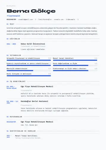 Fizyoterapist Cv Örnekleri cv indir